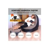 RELAXUS Şişme Koltuk ve Ayak Uzatma Pufu – Ev, Kamp, Ofis Kullanımı İçin, Pompa Hediyeli, Taşınabilir