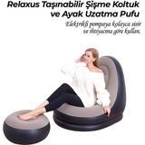 Relaxus Şişme Koltuk ve Ayak Uzatma Pufu – Taşınabilir, Elektrikli Pompa ile Kolay Şişirme, Konforlu Kullanım