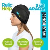 Relic Help RelicHelp Havuz Bonesi, Yüzücü Bonesi, Bisikletçi Beresi, Kask Beresi, Yürüyüş Başlığı, Dayanıklı Bone - Standart - Siyah