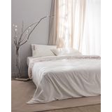 Relief King Size %100 Pamuk Bağlamalı Nevresim Takımı - Ekru/Kırmızı
