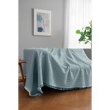Rell Home Pamuklu Dokulu Ekru Koltuk Şalı 170X220 cm – Saçaklı Tv Battaniyesi & Dekoratif Koltuk Örtüsü - 170 x 220 cm - Bebek Mavisi