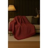 Rell Home Pamuklu Dokulu Ekru Koltuk Şalı 170X220 cm – Saçaklı Tv Battaniyesi & Dekoratif Koltuk Örtüsü - 170 x 220 cm - Bordo