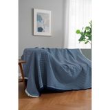 Rell Home Pamuklu Dokulu Ekru Koltuk Şalı 170X220 cm – Saçaklı Tv Battaniyesi & Dekoratif Koltuk Örtüsü - 170 x 220 cm - Gök Mavi