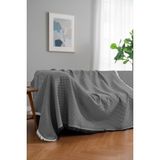 Rell Home Pamuklu Dokulu Ekru Koltuk Şalı 170X220 cm – Saçaklı Tv Battaniyesi & Dekoratif Koltuk Örtüsü - 170 x 220 cm - Gri