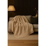 Rell Home Pamuklu Dokulu Ekru Koltuk Şalı 170X220 cm – Saçaklı Tv Battaniyesi & Dekoratif Koltuk Örtüsü - 170 x 220 cm - Koyu Bej
