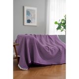 Rell Home Pamuklu Dokulu Ekru Koltuk Şalı 170X220 cm – Saçaklı Tv Battaniyesi & Dekoratif Koltuk Örtüsü - 170 x 220 cm - Mor