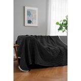 Rell Home Pamuklu Dokulu Ekru Koltuk Şalı 170X220 cm – Saçaklı Tv Battaniyesi & Dekoratif Koltuk Örtüsü - 170 x 220 cm - Siyah