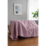 Rell Home Pamuklu Dokulu Ekru Koltuk Şalı 170X220 cm – Saçaklı Tv Battaniyesi & Dekoratif Koltuk Örtüsü - 170 x 220 cm - Toz Pembe