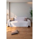Rell Home Pamuklu Dokulu Ekru Koltuk Şalı 170X220 cm – Saçaklı Tv Battaniyesi & Dekoratif Koltuk Örtüsü - 170 x 300 cm - Beyaz - Ekru