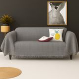Rell Home Pamuklu Dokulu Ekru Koltuk Şalı 170X220 cm – Saçaklı Tv Battaniyesi & Dekoratif Koltuk Örtüsü - 170 x 300 cm - Gri