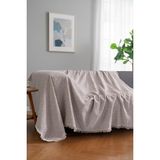 Rell Home Pamuklu Dokulu Koltuk Şalı 170X220 cm – Saçaklı Tv Battaniyesi & Dekoratif Koltuk Örtüsü - 170 x 220 cm - Açık Bej