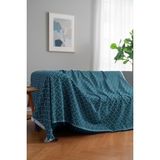 Rell Home Pamuklu Dokulu Koltuk Şalı 170X220 cm – Saçaklı Tv Battaniyesi & Dekoratif Koltuk Örtüsü - 170 x 220 cm - Açık Mavi