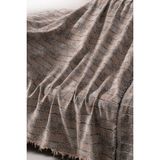 Rell Home Pamuklu Dokulu Koltuk Şalı 170X220 cm – Saçaklı Tv Battaniyesi & Dekoratif Koltuk Örtüsü - 170 x 220 cm - Bej