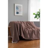 Rell Home Pamuklu Dokulu Koltuk Şalı 170X220 cm – Saçaklı Tv Battaniyesi & Dekoratif Koltuk Örtüsü - 170 x 220 cm - Sütlü Kahve