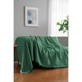 Rell Home Pamuklu Dokulu Koltuk Şalı 170X220 cm – Saçaklı Tv Battaniyesi & Dekoratif Koltuk Örtüsü - 170 x 220 cm - Yeşil