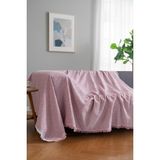 Rell Home Pamuklu Dokulu Koltuk Şalı 170X220 cm – Saçaklı Tv Battaniyesi & Dekoratif Koltuk Örtüsü - 170 x 300 cm - Açık Pembe