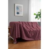 Rell Home Pamuklu Dokulu Koltuk Şalı 170X220 cm – Saçaklı Tv Battaniyesi & Dekoratif Koltuk Örtüsü - 170 x 300 cm - Bordo