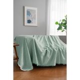 Rell Home Pamuklu Dokulu Koltuk Şalı 170X220 cm – Saçaklı Tv Battaniyesi & Dekoratif Koltuk Örtüsü - 170 x 300 cm - Su Yeşili
