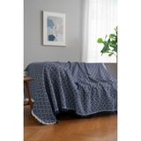 Rell Home Pamuklu Dokulu Koltuk Şalı 170X220 cm – Saçaklı Tv Battaniyesi & Dekoratif Koltuk Örtüsü - 170 x 350 cm - Lacivert