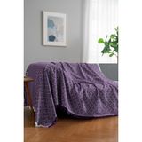 Rell Home Pamuklu Dokulu Koltuk Şalı 170X220 cm – Saçaklı Tv Battaniyesi & Dekoratif Koltuk Örtüsü - 170 x 350 cm - Mor
