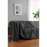 Rell Home Pamuklu Dokulu Koltuk Şalı 170X220 cm – Saçaklı Tv Battaniyesi & Dekoratif Koltuk Örtüsü - 170 x 350 cm - Siyah