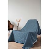 Rell Home Pamuklu Koltuk Şalı 170X170 cm – Saçaklı Tv Battaniyesi & Tekli Koltuk Örtüsü - 170 x 170 cm - Havacı Mavi