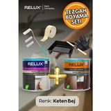 Relux Paint Tezgah Boyama Seti - Fayans Boyama Seti -Banyo Boyama Seti - Mermer Boyası - Boya Seti - Hediyeli - Bej