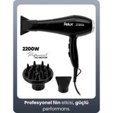 Relux RHD2200 Saç Kurutma Makinesi 2200 W Profesyonel Ac Motor, Vigo Başlık - Siyah