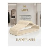 Rem 10 Adet Krem Kadife Elbise Askısı Kadife Ceket Askısı Yüksek kalite 44 cm Kadife Kıyafet Askısı Bej