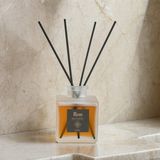 Rem Home Amber 200 ml Fiber Çubuklu Oda Kokusu – Buzlu Kare Cam Şişe - 4'li Set