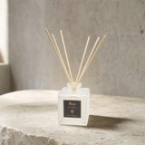 Rem Home Bebek Pudrası 200 ml Bambu Çubuklu Oda Kokusu – Buzlu Kare Cam Şişe - 4'li Set