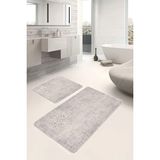 Rem Home Remhome 2'li Set Bej Zeminde Geleneksel Motifli Kilim Eskitme Motifli Sade & Şık 2'li Banyo Paspas Takımı Takım Banyo Paspası - Beyaz - Krem - Bej