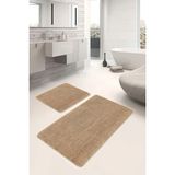Rem Home Remhome 2'li Set Bej Zeminde Hasır Motifli Jüt Desenli Sade & Şık Vintage 2'li Banyo & Mutfak Paspas Takımı Takım Banyo Paspası - Kahverengi