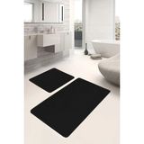 Rem Home Remhome 2'li Set Düz Renk Siyah 2'li Banyo & Mutfak Paspas Takımı Takım Banyo Paspası