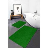 Rem Home Remhome 2'li Set Düz Renk Yeşil 2'li Banyo & Mutfak Paspas Takımı Takım Banyo Paspası - Yeşil - Haki