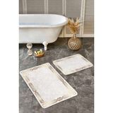 Rem Home Remhome 2li Set Gold Zeminde Çerçeveli Motifli Eskitme Desenli Sade & Şık Geometrik 2'li Banyo Paspas Takımı Takım Banyo Paspası - Altın - Hardal - Sarı - 2'li Set