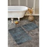 Rem Home Remhome 2'li Set Gri Gold Zeminde Tablo Motifli Abstract Desenli Klasik Sade & Şık 2'li Banyo Paspas Takımı Takım Banyo Paspası