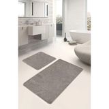 Rem Home Remhome 2'li Set Kahve Zeminde Geometrik Motifli Örgü Eskitme Motifli Geometrik 2'li Banyo Paspas Takımı Takım Banyo Paspası - Kahverengi