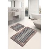 Rem Home Remhome 2'li Set Kahverengi Zeminde Kilim Motifli Yöresel Etnik Motifler Vintage 2'li Banyo Paspas Takımı Takım Banyo Paspası
