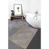 Rem Home Remhome 2'li Set Krem Zeminde Dokuma Motifli Geometrik Desenli Geometrik Sade & Şık 2'li Banyo Paspas Takımı Takım Banyo Paspası - Kahverengi