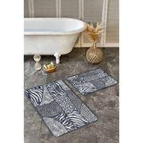 Rem Home Remhome 2'li Set Lacivert Zeminde Patchwork Motifli Post Desenli Klasik Sade & Şık 2'li Banyo Paspas Takımı Takım Banyo Paspası - Mavi - Lacivert