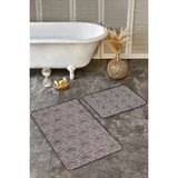 Rem Home Remhome 2'li Set Siyah - Bej Zeminde Geometrik Motifli Klasik Geometrik Klasik 2'li Banyo Paspas Takımı Takım Banyo Paspası