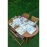 Rem Home Remhome 4+1 Etnik Figürlü Özel Tasarım Amerikan Servis & Runner Seti - 35 x 45 - Renkli