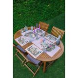 Rem Home Remhome 4+1 Pembe Zemin Kaktüs Tasarımlı Amerikan Servis & Runner Seti - 35 x 45 - Renkli