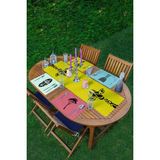 Rem Home Remhome 4+1 Renkli Zemin Etnik Çizim Tasarımlı Amerikan Servis & Runner Seti - 35 x 45