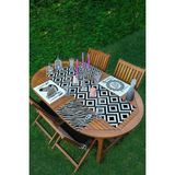 Rem Home Remhome 4+1 Siyah Beyaz Zebra Motif Home Sweet Tasarımlı Amerikan Servis & Runner Seti - 35 x 45 - Renkli