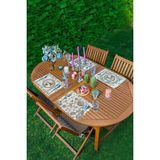 Rem Home Remhome 4'lü Beyaz Zemin Etnik Kara Kalem Çizimli Amerikan Servis Seti - 35 x 45 - Renkli