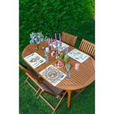 Rem Home Remhome 4'lü Beyaz Zemin Kara Kalem Çizimli Amerikan Servis Seti - 35 x 45 - Renkli