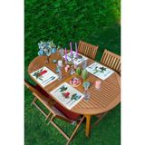 Rem Home Remhome 4'lü Kırmızı Mum Şamdan Tasarımlı Amerikan Servis Seti - 35 x 45 - Renkli