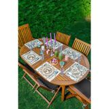 Rem Home Remhome 6'lı Beyaz Zemin Etnik Kara Kalem Çizimli Amerikan Servis Seti - 35 x 45 - Renkli